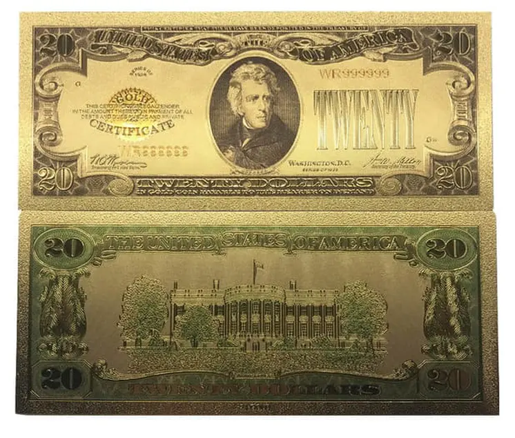 24k Gold Plated Fake Banknote Currency 1 $2 $5 $10 $20 $50 $100 Set of 7