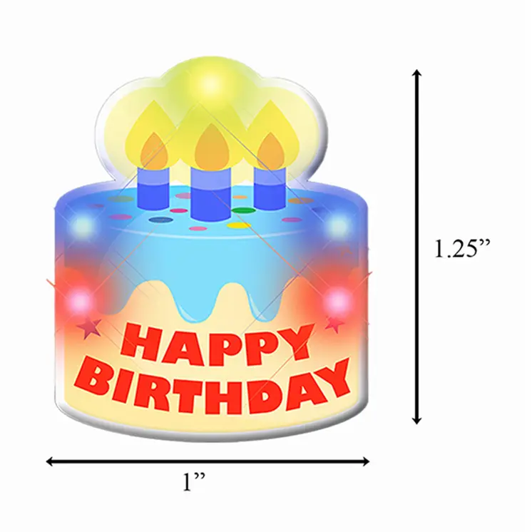 Birthday Cake Flashing Body Light Lapel Pins