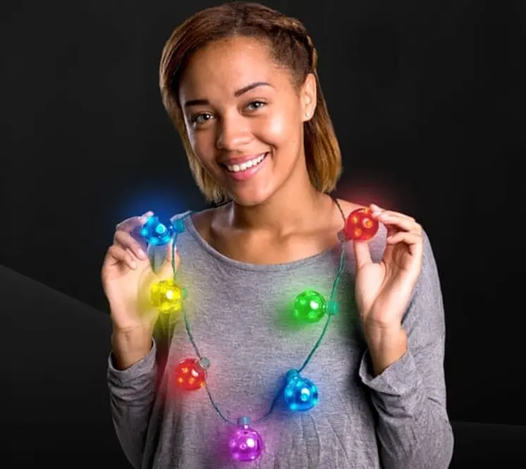 Jingle Bells Multicolor String Light Christmas Necklace