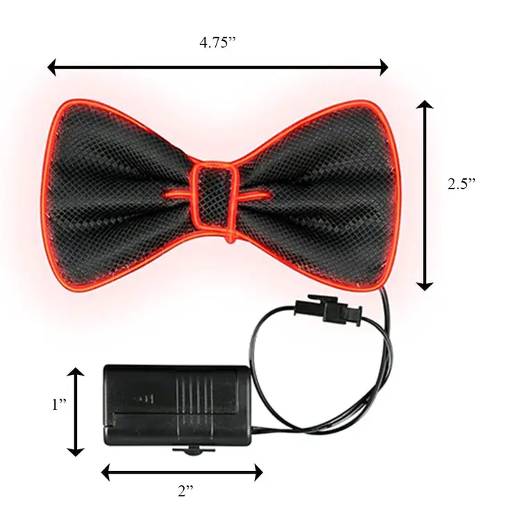 Flashing EL Wire Red Bow Tie for Men Night Rave Parties