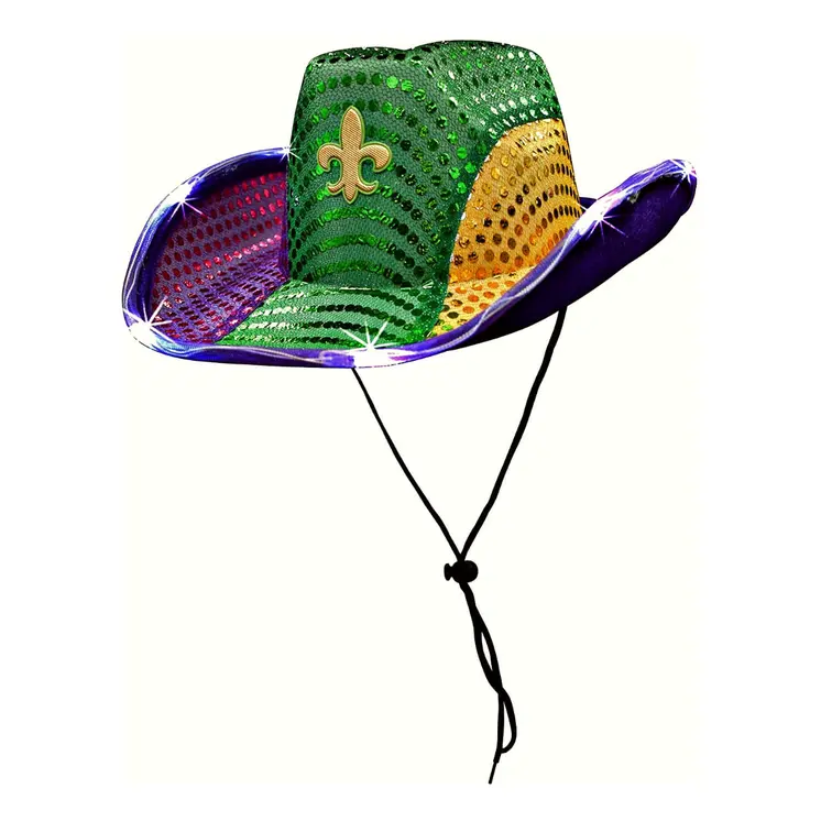 Light Up Flashing Fleur De Lis Cowboy Hat