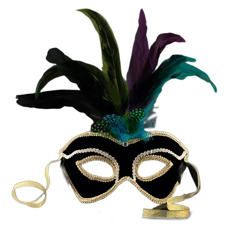 Velvet And Feather Unlit Carnival Mask