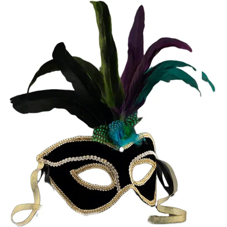 Velvet And Feather Unlit Carnival Mask
