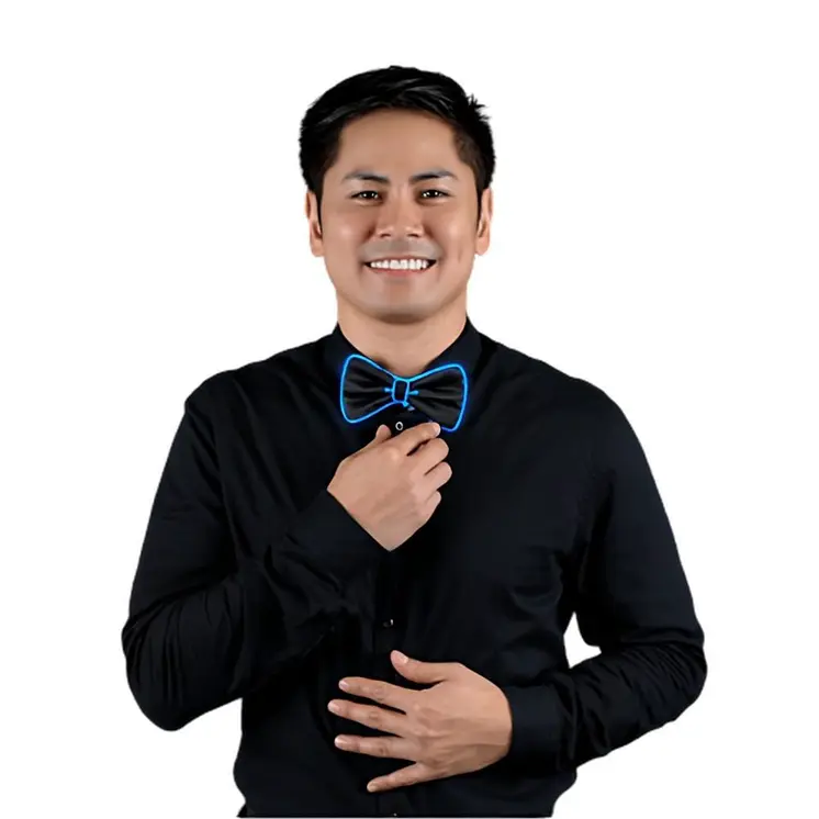 EL Wire Blue Bow Tie for Men Night Rave Parties
