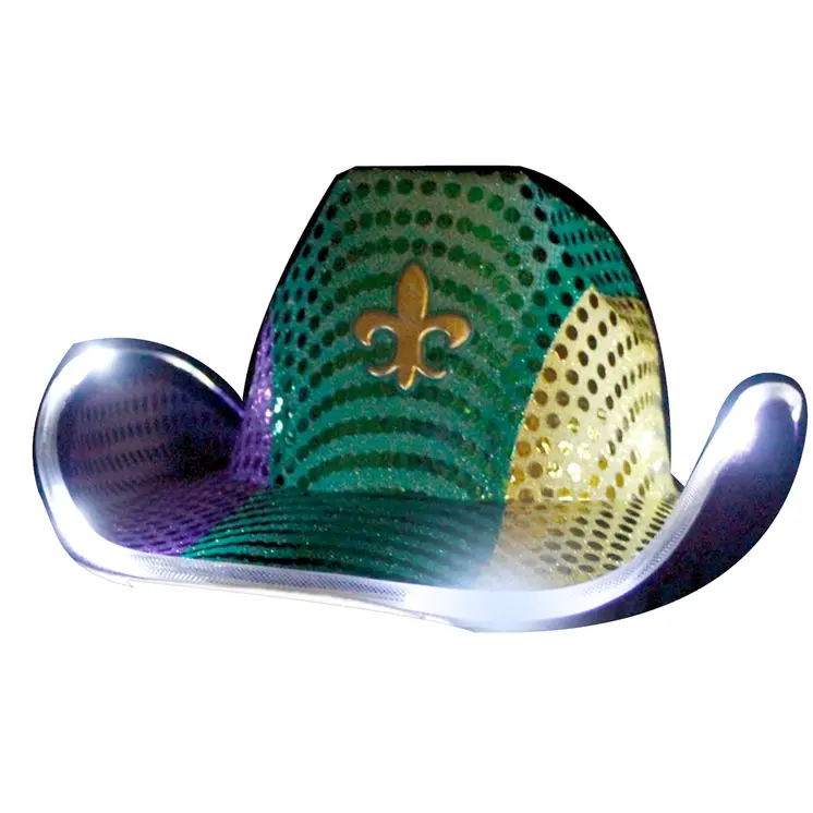 Light Up Flashing Fleur De Lis Cowboy Hat