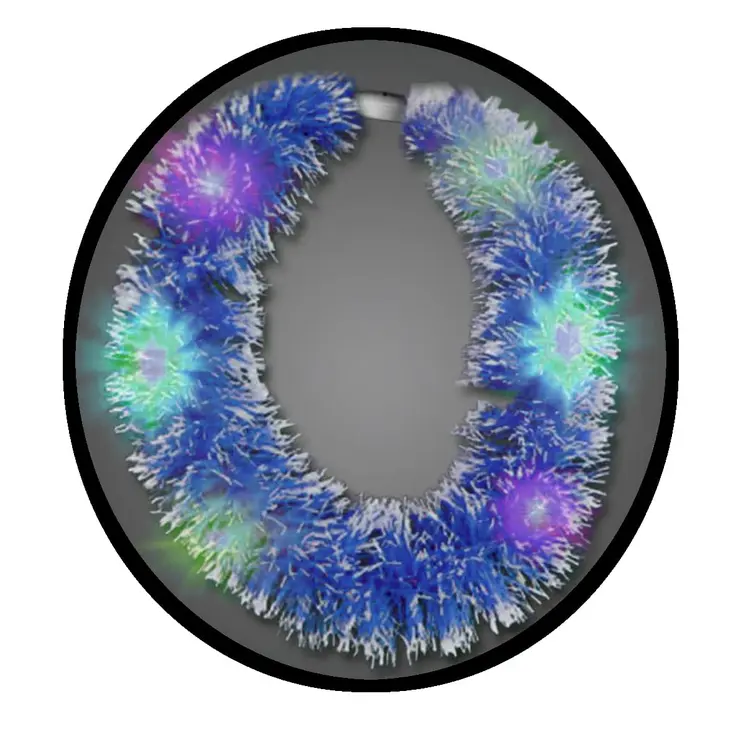 Blue Light Up Hawaiian Grass Lei With Multicolor LEDS