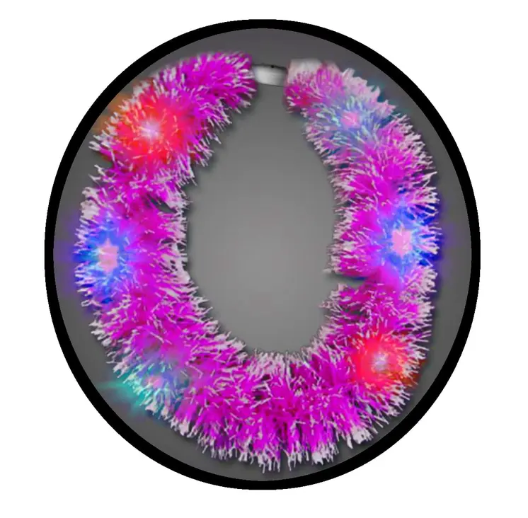 Pink Light Up Hawaiian Grass Lei With Multicolor LEDs