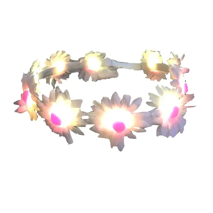 White Flowers LED Daisy Floral Headband