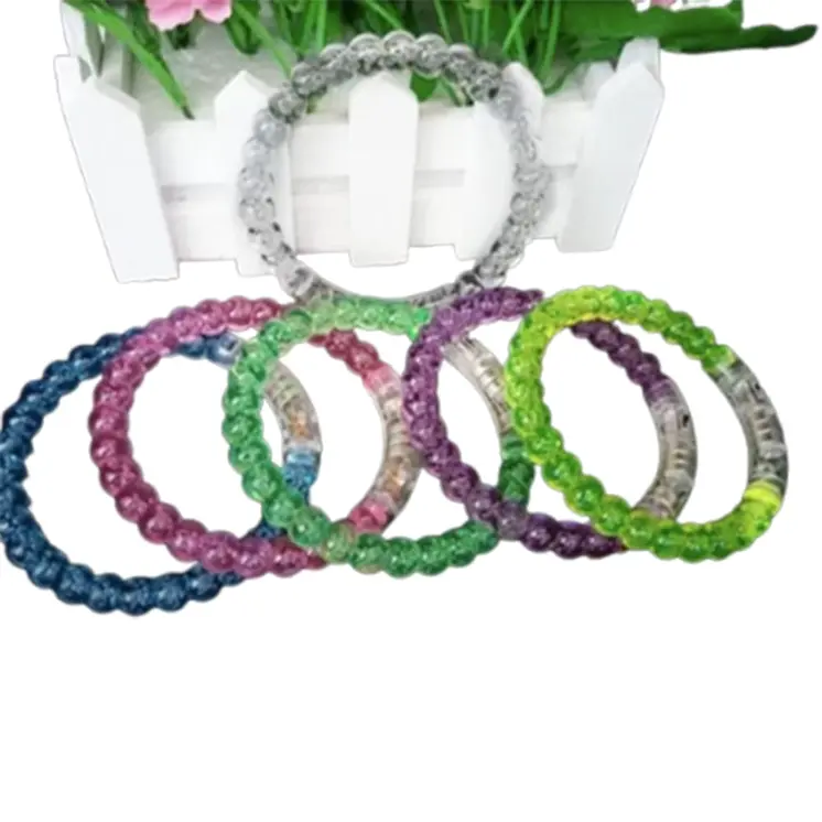 Light Up Multicolor Non-flexible Acrylic Modern Bead Bangle Bracelet