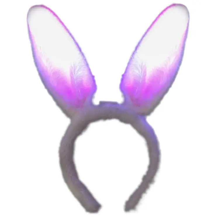 Pink Soft Plush Bunny Ears Headband LED Multicolor