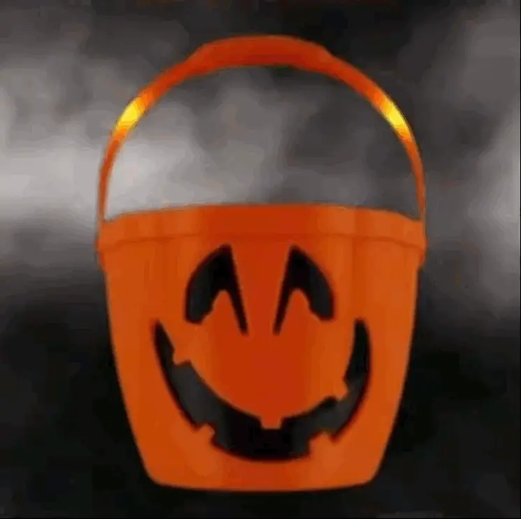 Pumpkin Jack O Lantern Candy Bucket Flashing Handle