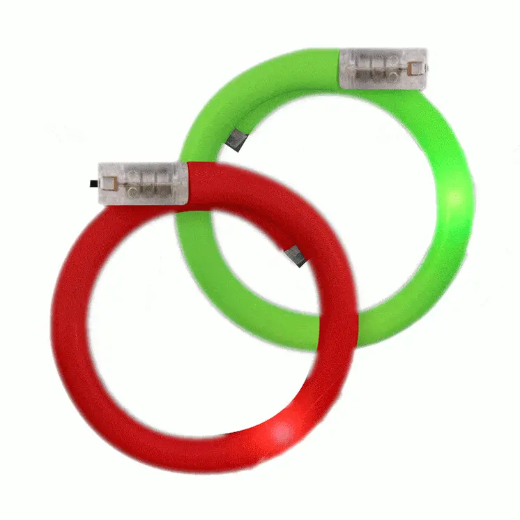Assorted Light Up Christmas Bling Red Green Tube Bracelets Pack of 25