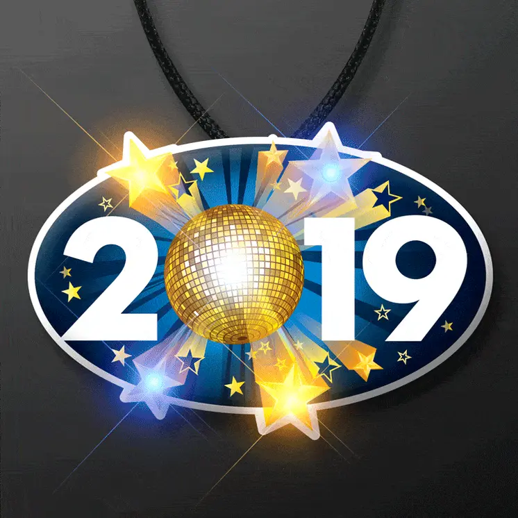 2019 Happy New Year Party Body Light Necklace