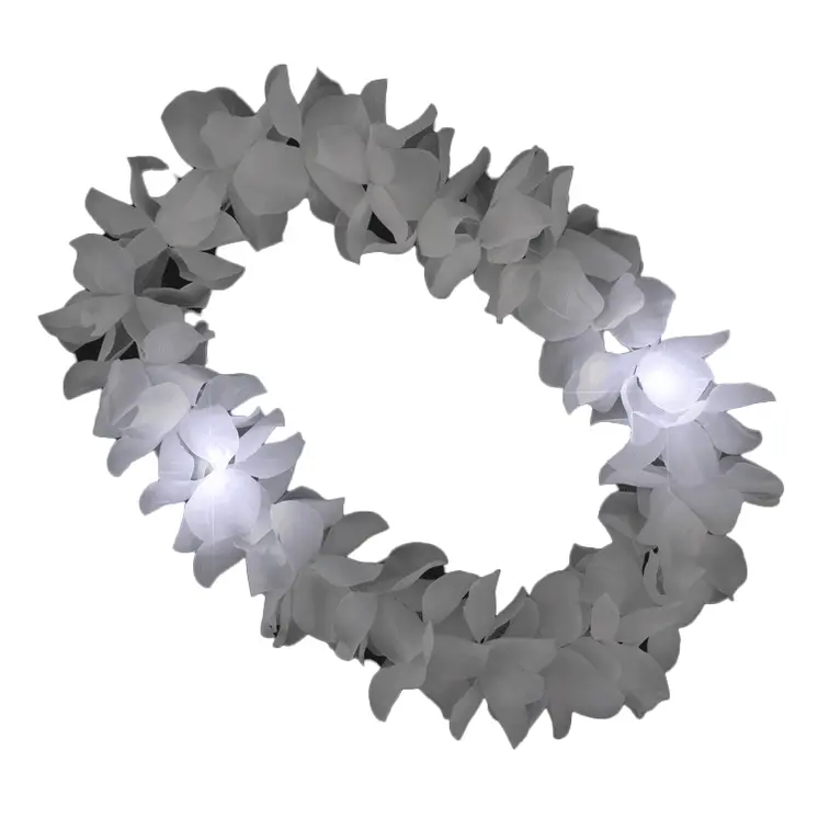 White Flashing Hawaiian Lei Necklace