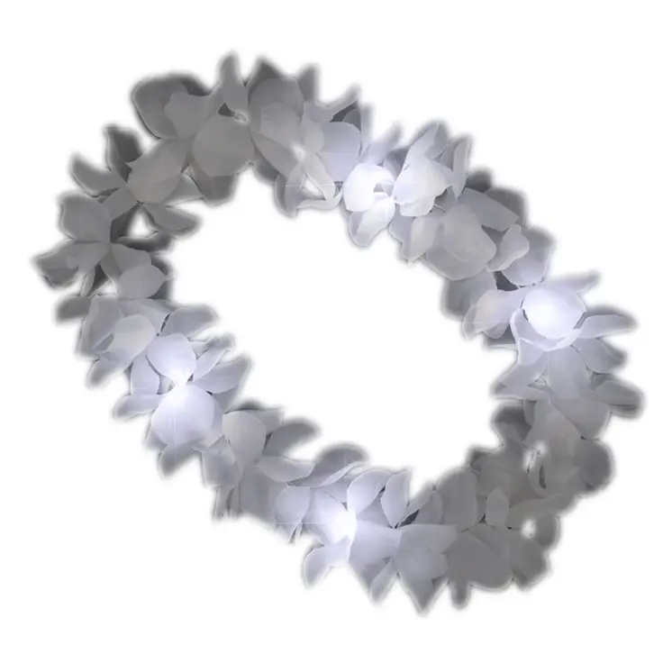 White Flashing Hawaiian Lei Necklace