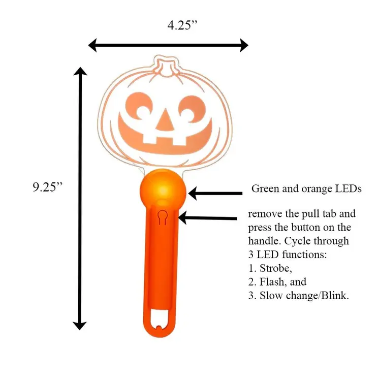 Light Up Jack O Lantern Pumpkin Acrylic Wand