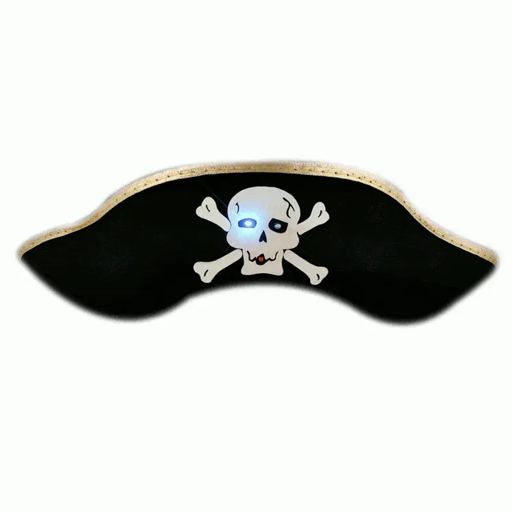 Premium Light Up Black Pirate Hat with Blinking Skull