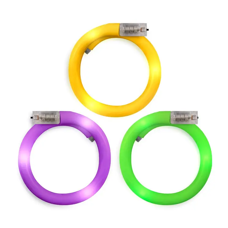 Assorted LED Mardi Gras Tube Bracelets Pack of 25