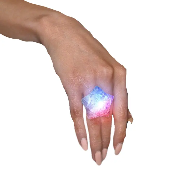 Patriotic Huge Crystal Star Prism Gem Rings RWB