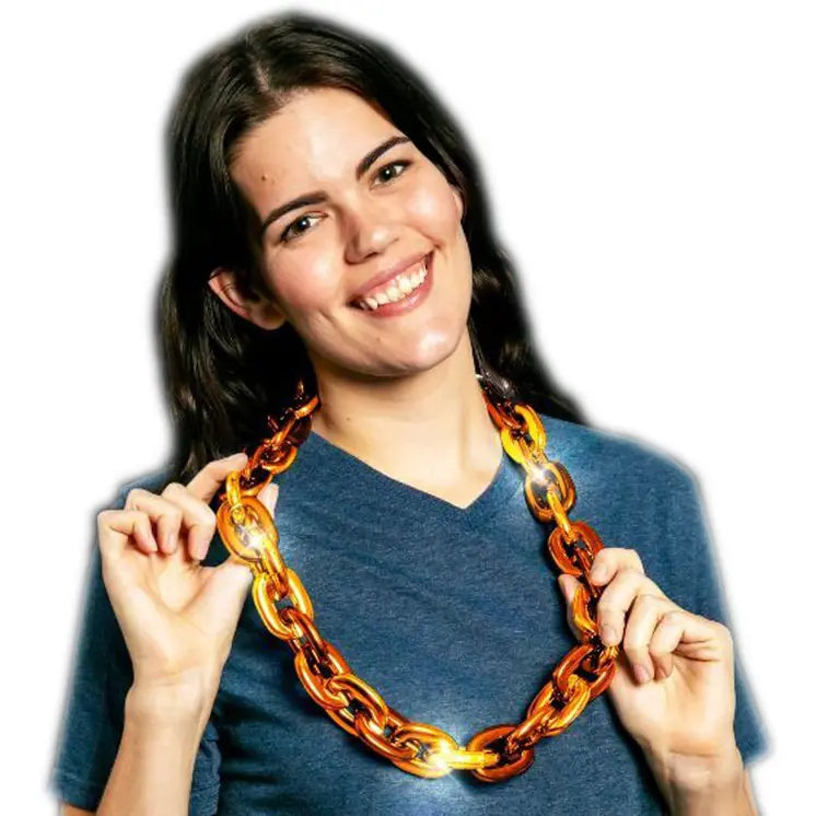Light Up Jumbo Chain Necklace Orange Pack of 6