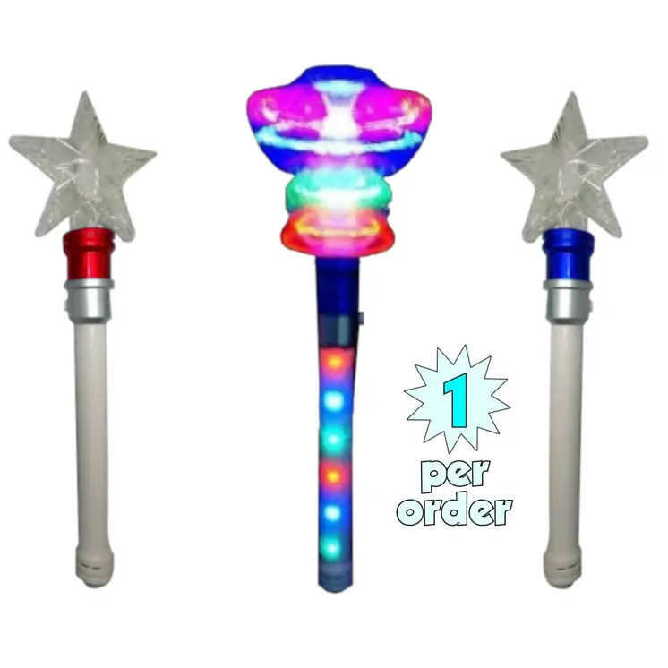 Spinning USA Star Wand Multicolor Light Up Handle