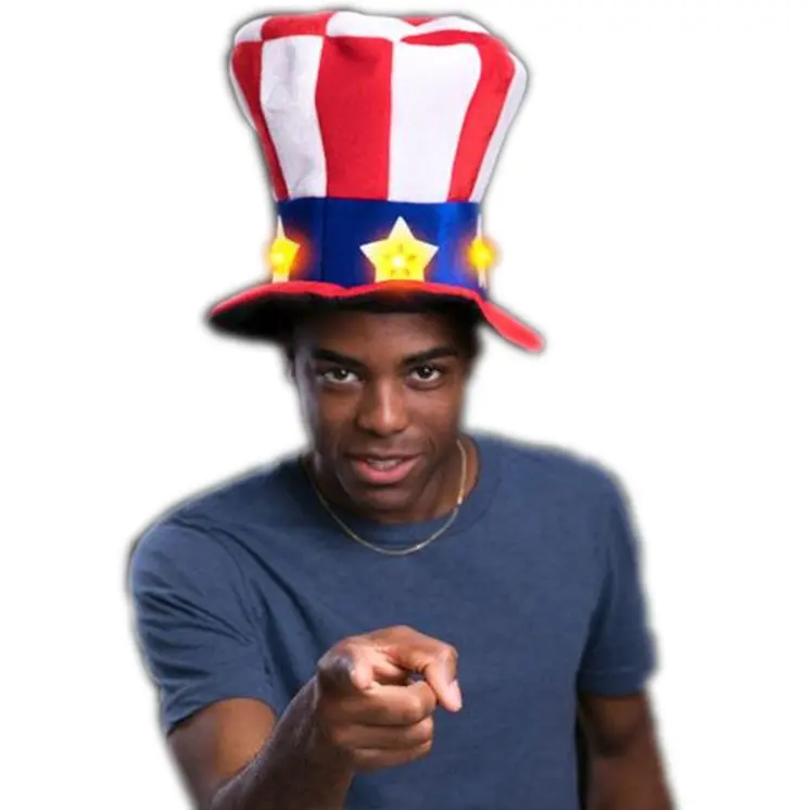 Red White Blue Uncle Sam Plush Star Hat