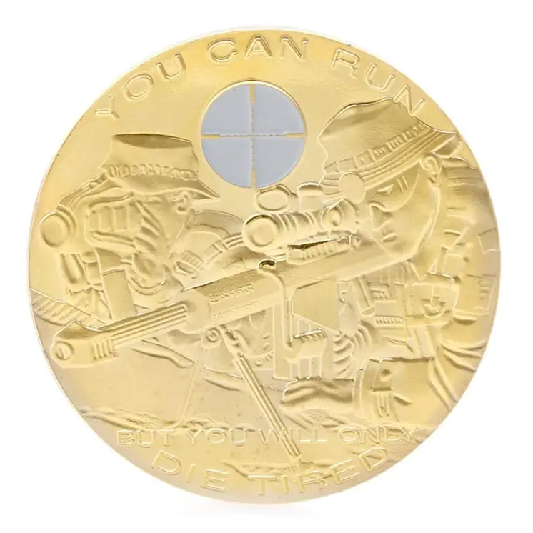 Sniper You Can Run Die Tired Challenge Gold Plated Coin