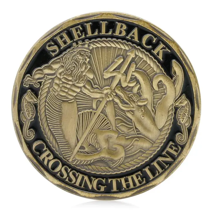 US Navy Crossing The Line Shellback Bronze Challenge Coin
