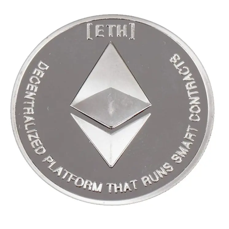 Silver Plated Ethereum Cryptocurrency Coin