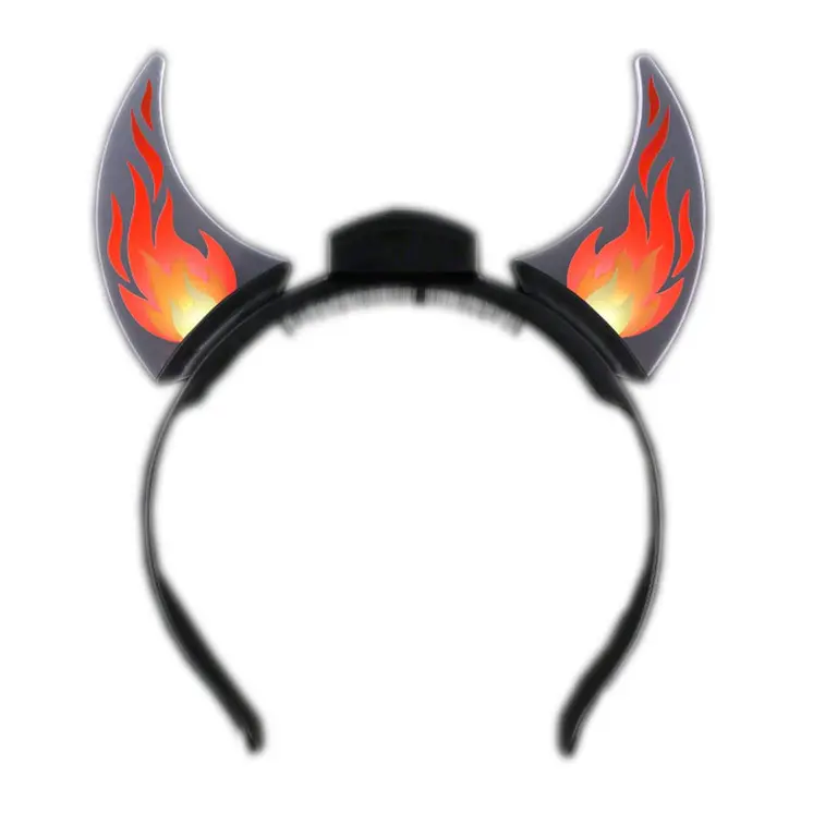 Animated Light Up Dancing Flames Devil Acrylic Horn Headband