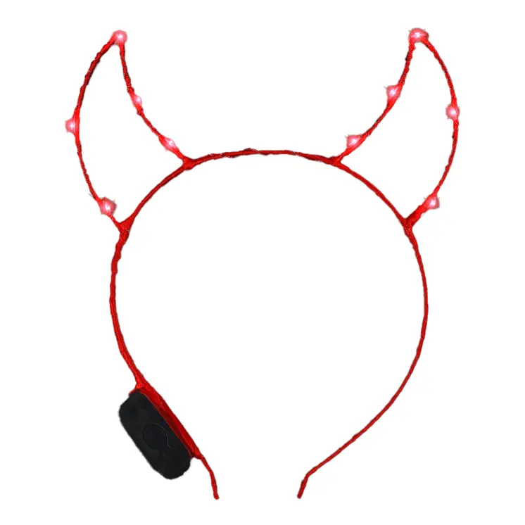 Light Up Devil Horn Starlight Red Headband for Halloween