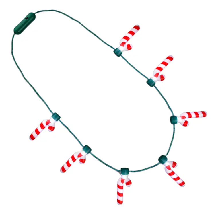 Light Up Seven Candy Cane Charms Christmas Necklace