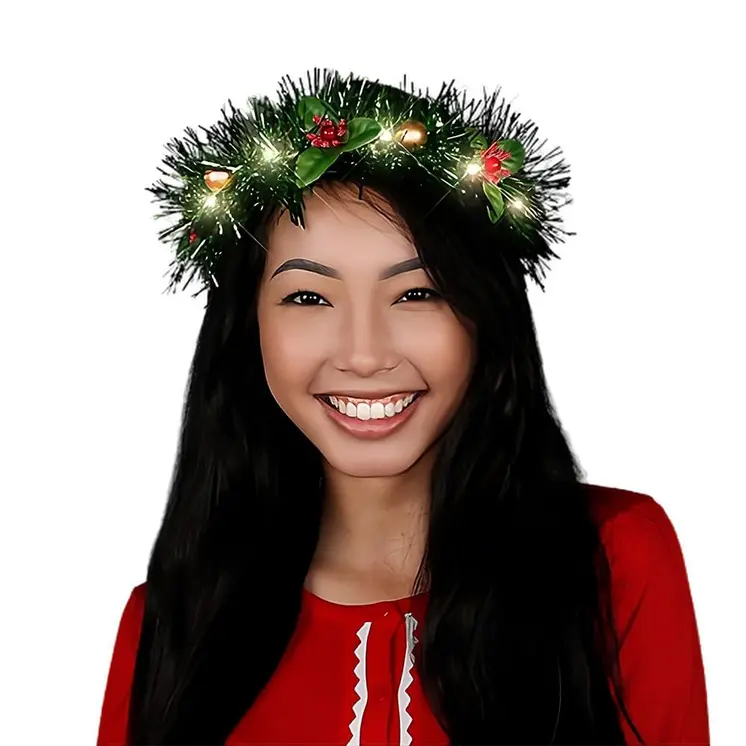Light Up Christmas Wreath Crown Lighted Headband