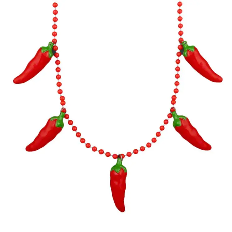Non Light Up Five Jumbo Charm Chili Pepper Necklace for Cinco de Mayo