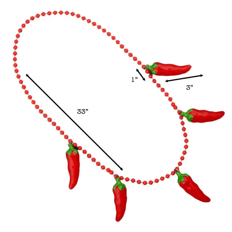 Non Light Up Five Jumbo Charm Chili Pepper Necklace for Cinco de Mayo