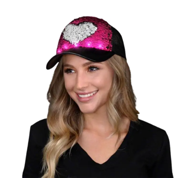 Flashing Reversible Pink Sequin Pattern Cap