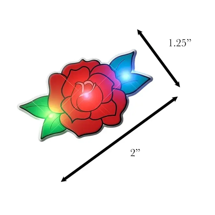 Red Rose Flashing Body Light Lapel Pins