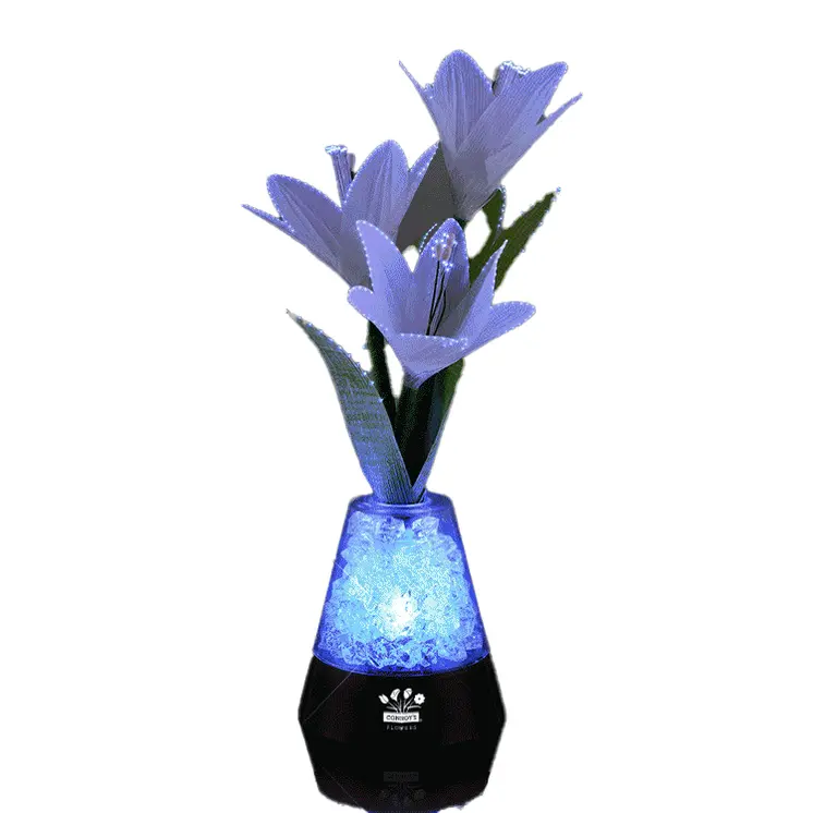 Fiber Optic Flowers with Light Up Gemstones Centerpiece USB