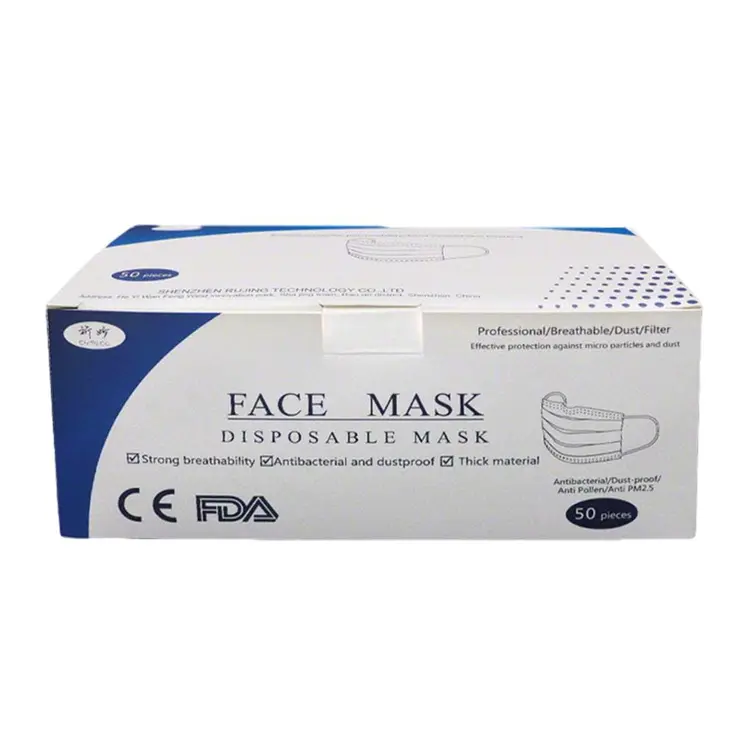 Disposable Daily Face Mask Assorted Pink Purple Green Pleated Pack of 48