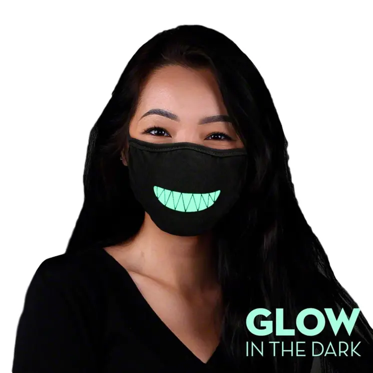 Customizable Glow in the Dark Black Reusable Washable Face Mask