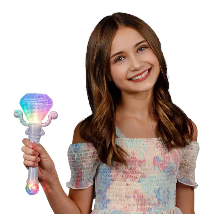 Color Changing Diamond Jewel Scepter Wand with Projecting Crystal Ball