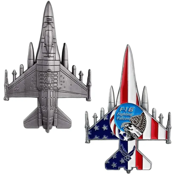 3D Aircraft Shaped F16 Fighting Falcon US Air Force Commemorative Coin Collector