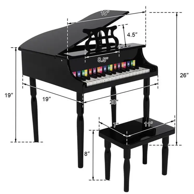 Four Feet Mechanical Wooden 30 Key Piano for Kids
