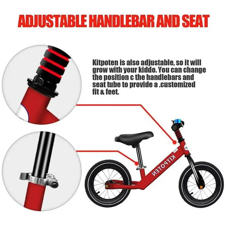 Stainless Steel Eco Friendly Kitpoten Balance Bike without Pedal for Kids