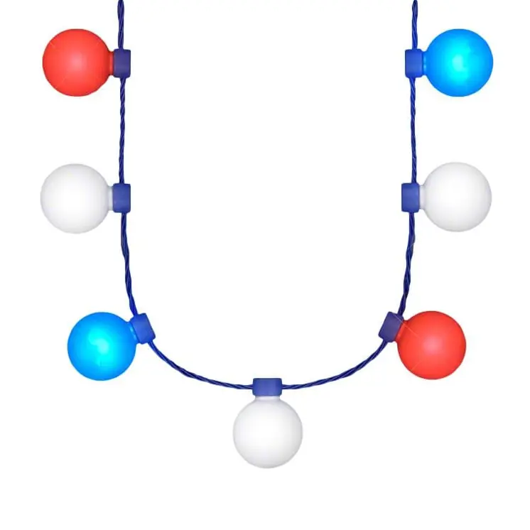 Large Red White Blue Party Globes Light Up Patriotic Necklace