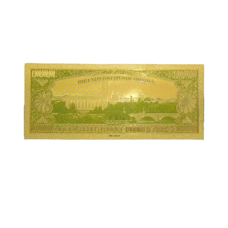 One Billion US Dollars 24K Gold Plated Collectible Fake Banknotes for Decoration