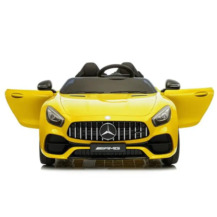 Remote Controlled Officially Licensed Benz GT Dual Drive 12V Car with Music for Kids Yellow