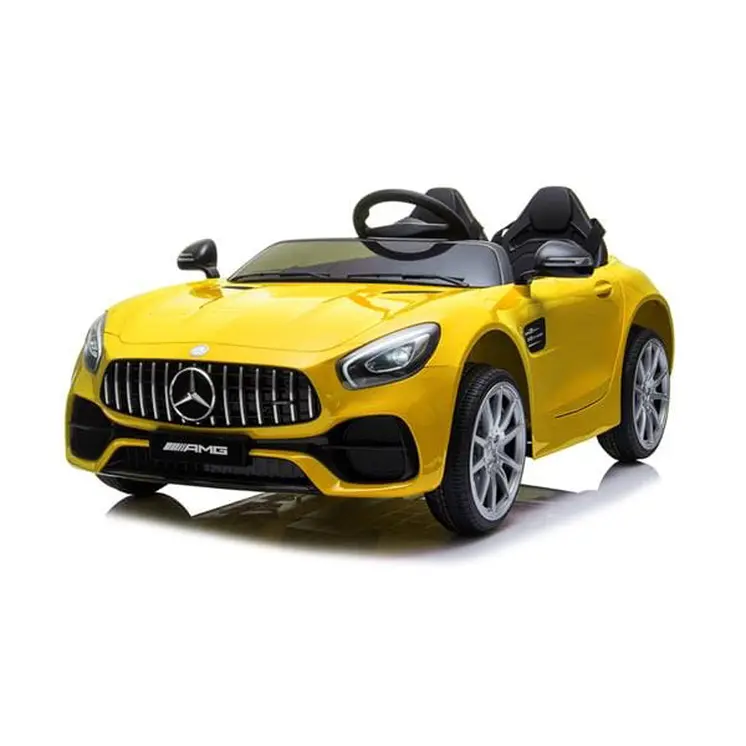 Remote Controlled Officially Licensed Benz GT Dual Drive 12V Car with Music for Kids Yellow
