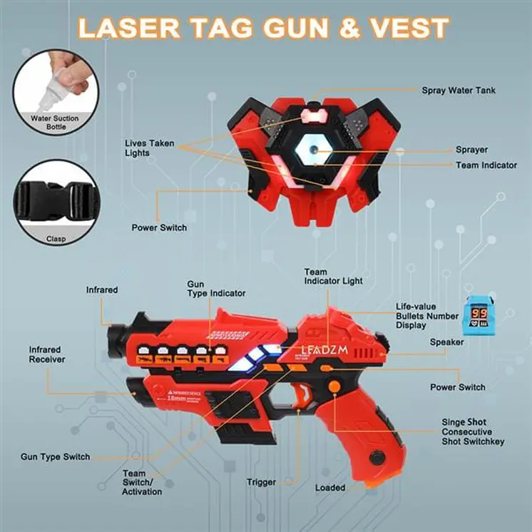 4 Packs Small Laser Machine Shot Laser Gun with Vest