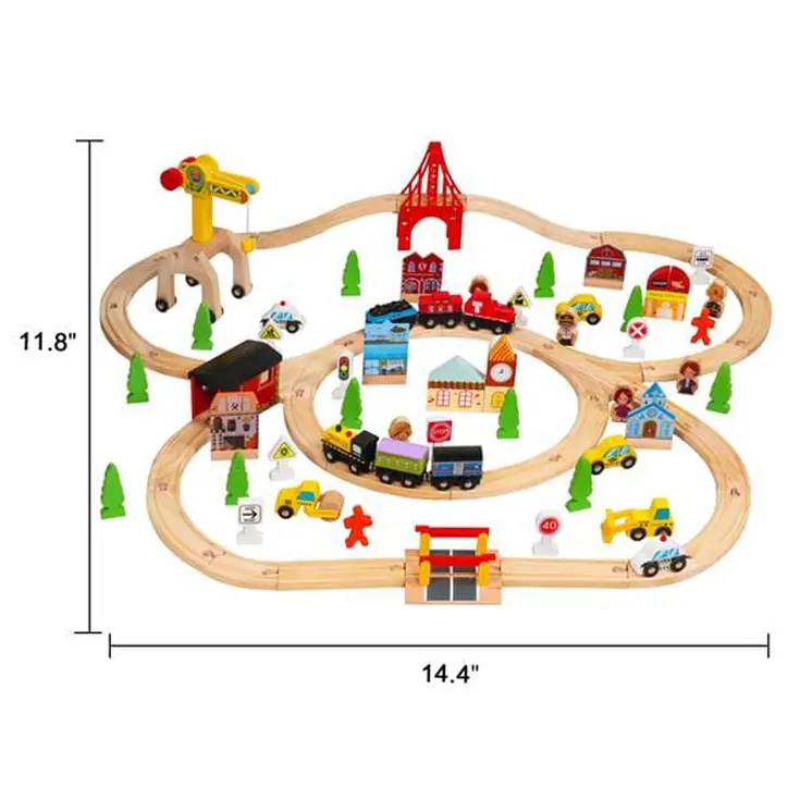 Solid Beech Wood Train Set for Kids
